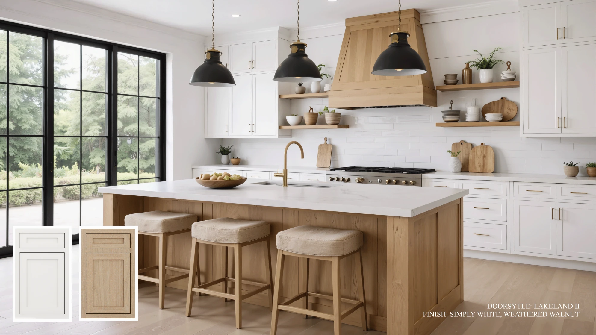 Refined cabinetry design 2, featuring Simply White, Weathered Walnut