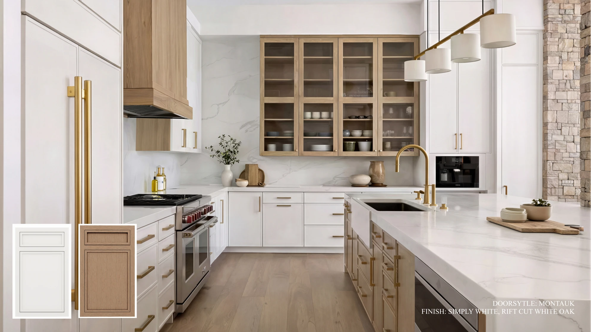 Warm Contemporary cabinetry design 2, featuring Simply White, Rift Cut White Oak